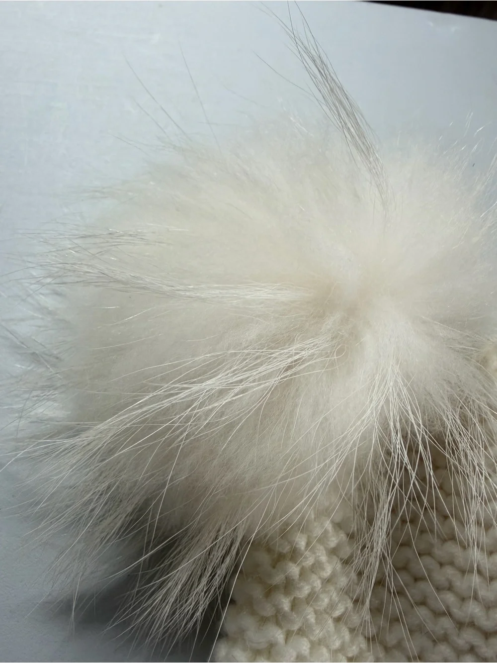 Kids Cream Knit Earflap Hat with Double Pom Poms